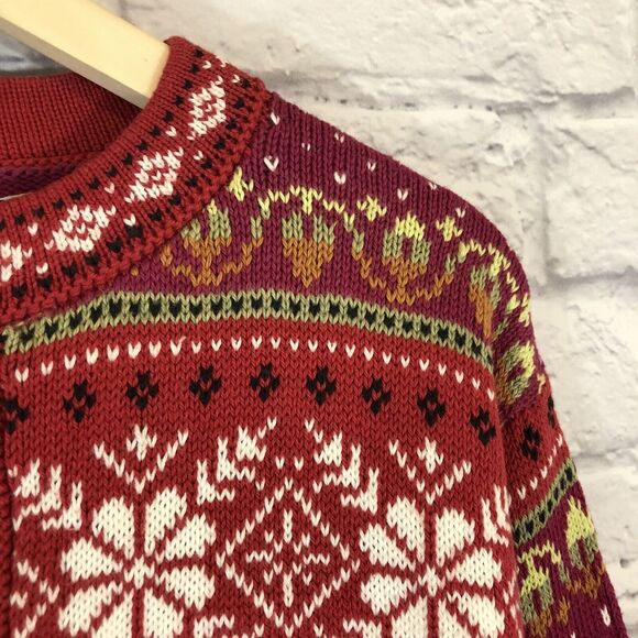 Peruvian Sweater Chaska Medium Hand Made Peru Cotton Top Metal Hooks Womens - Picture 12 of 12